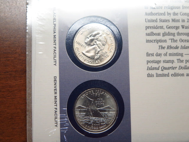 2001-P and D Rhode Island Quarter Set. Original Government Packaging. Store # 12524