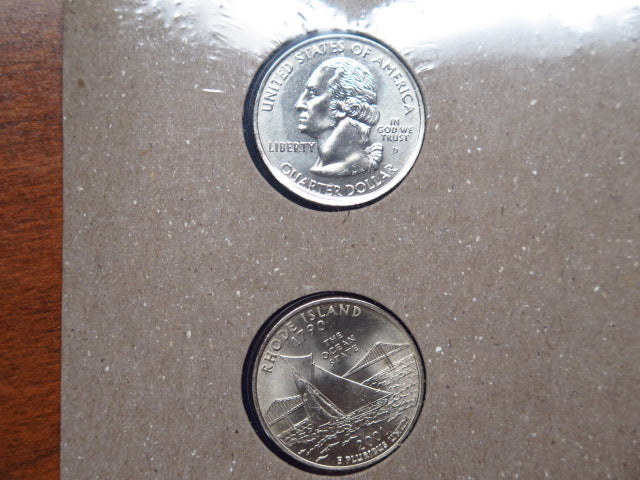 2001-P and D Rhode Island Quarter Set. Original Government Packaging. Store # 12524