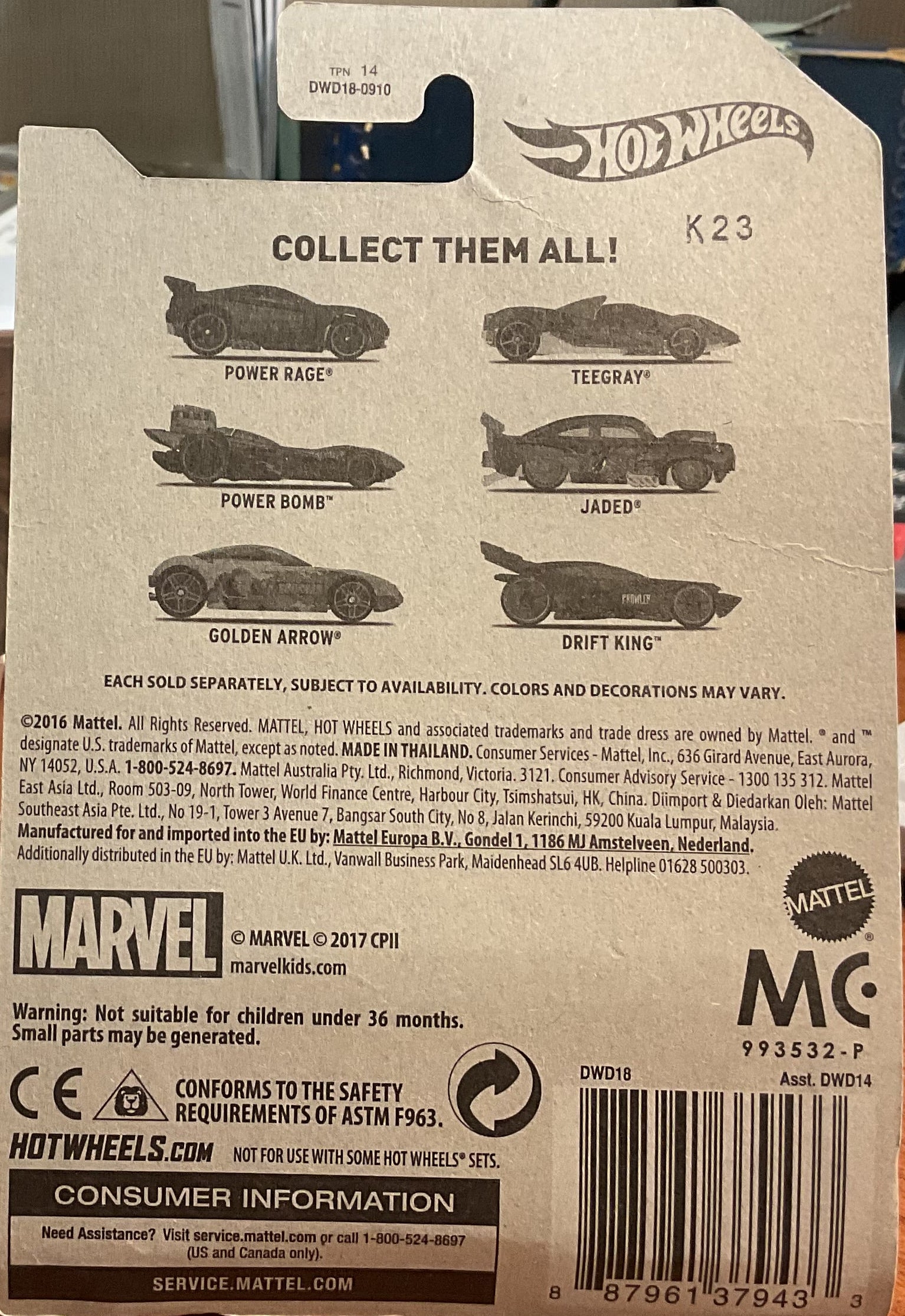 TEEGRAY, SPIDERMAN, Hot Wheels Toy Car, DWD18-0910, Store #TY072