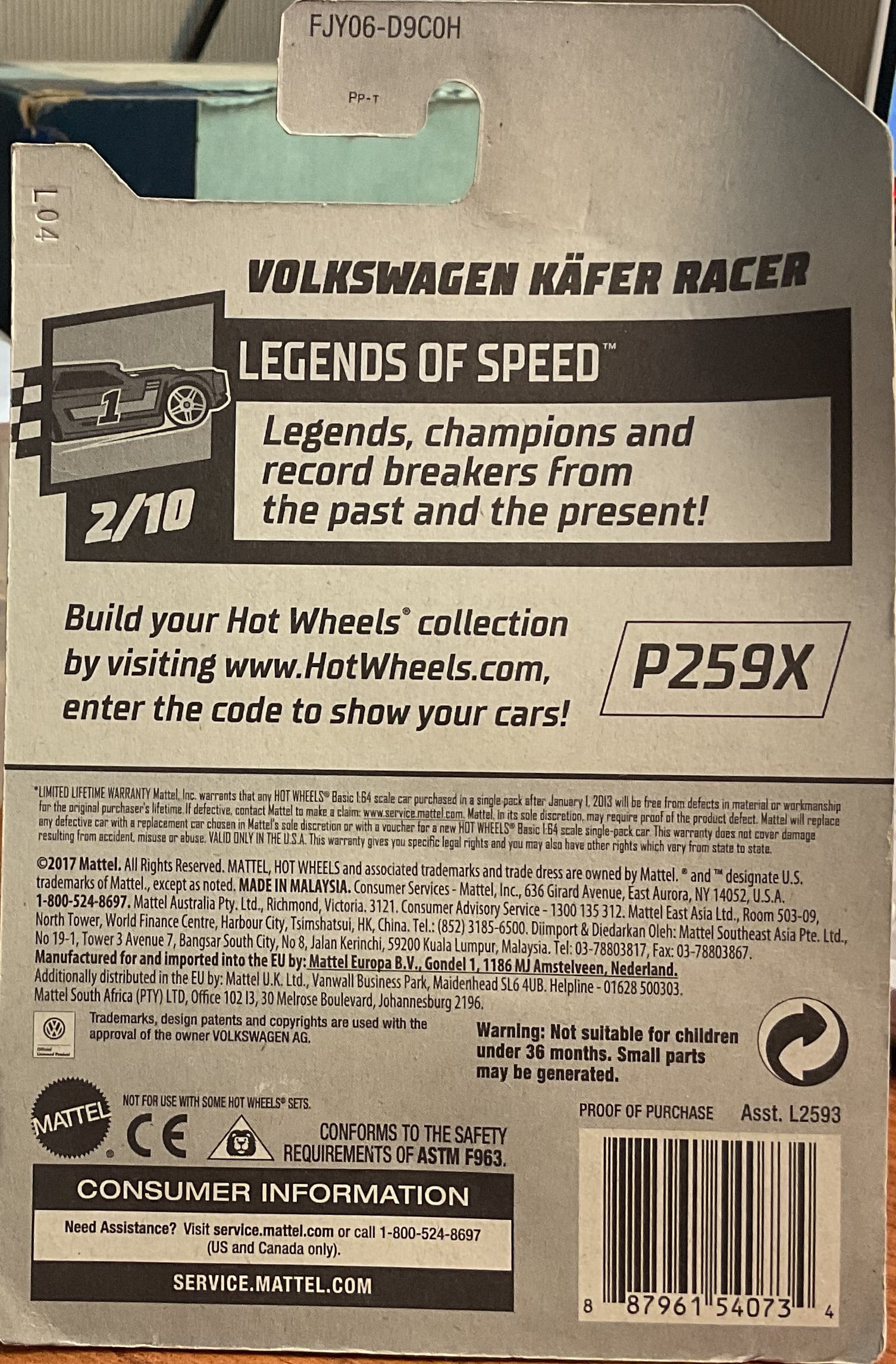 VOLKSWAGON, LEGENDS of SPEED, Hot Wheels Toy Car, FJY06-D9C0H, Store #TY077