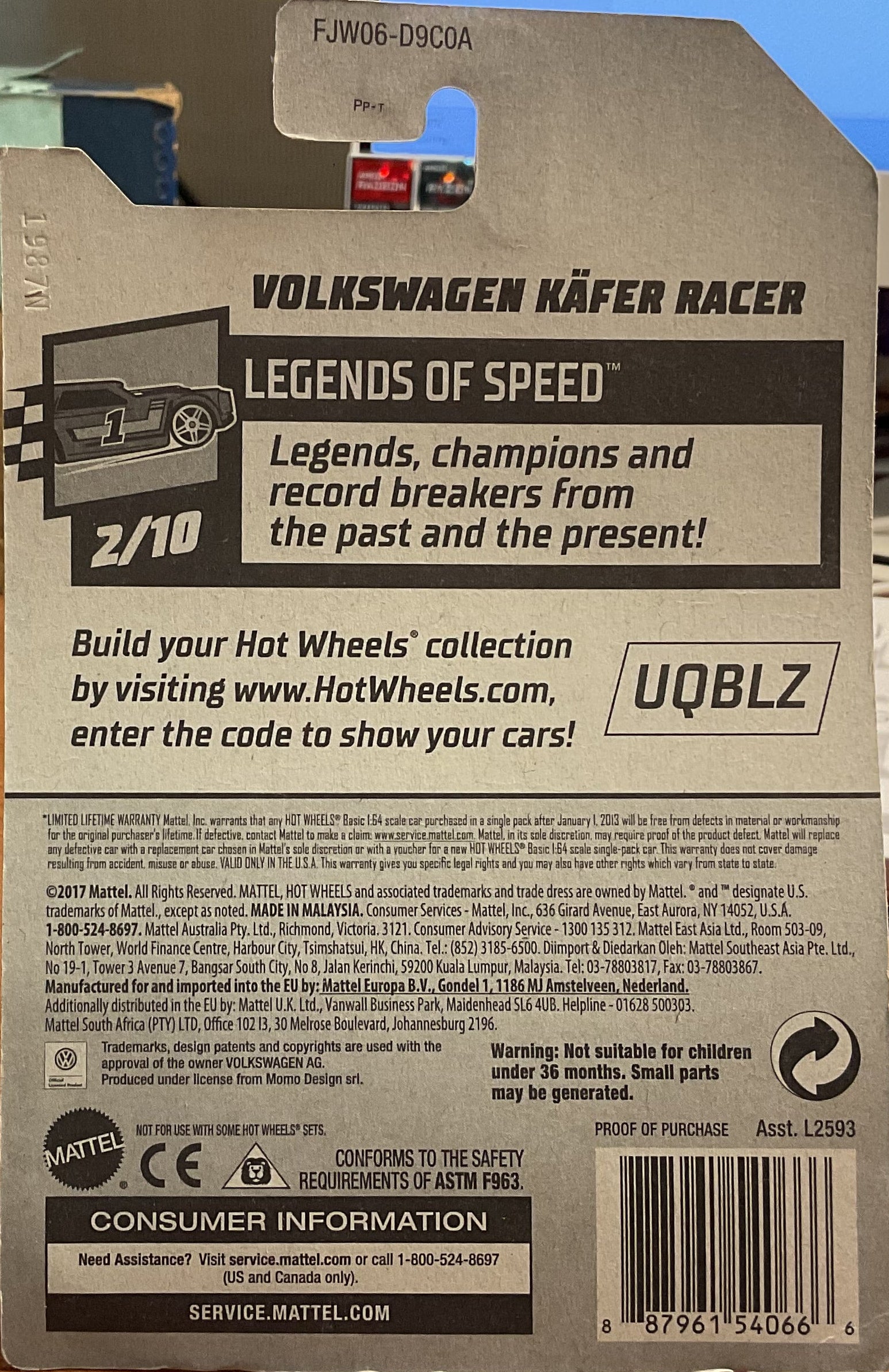 VOLKSWAGON, LEGENDS of SPEED, Hot Wheels Toy Car, FJW06-D9C0A, Store #TY078