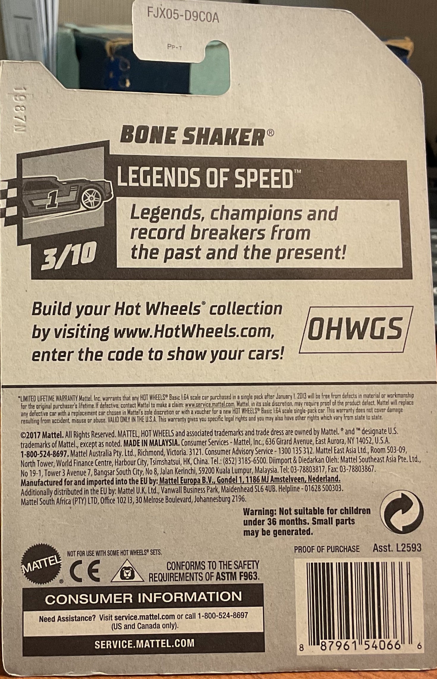 BONE SHAKER, LEGENDS of SPEED, Hot Wheels Toy Car, FJX05-D9C0A, Store #TY082