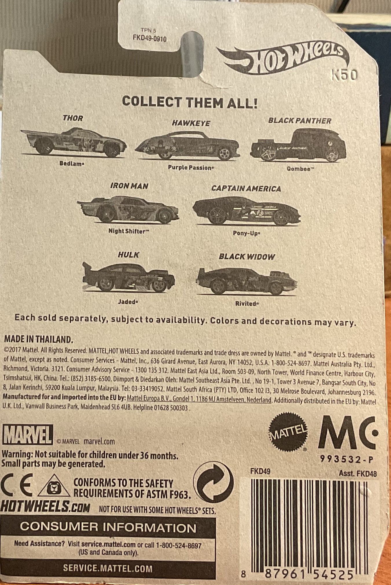 BEDLAM, THE AVENGERS, Hot Wheels Toy Car, FKD49-0910, Store #TY084