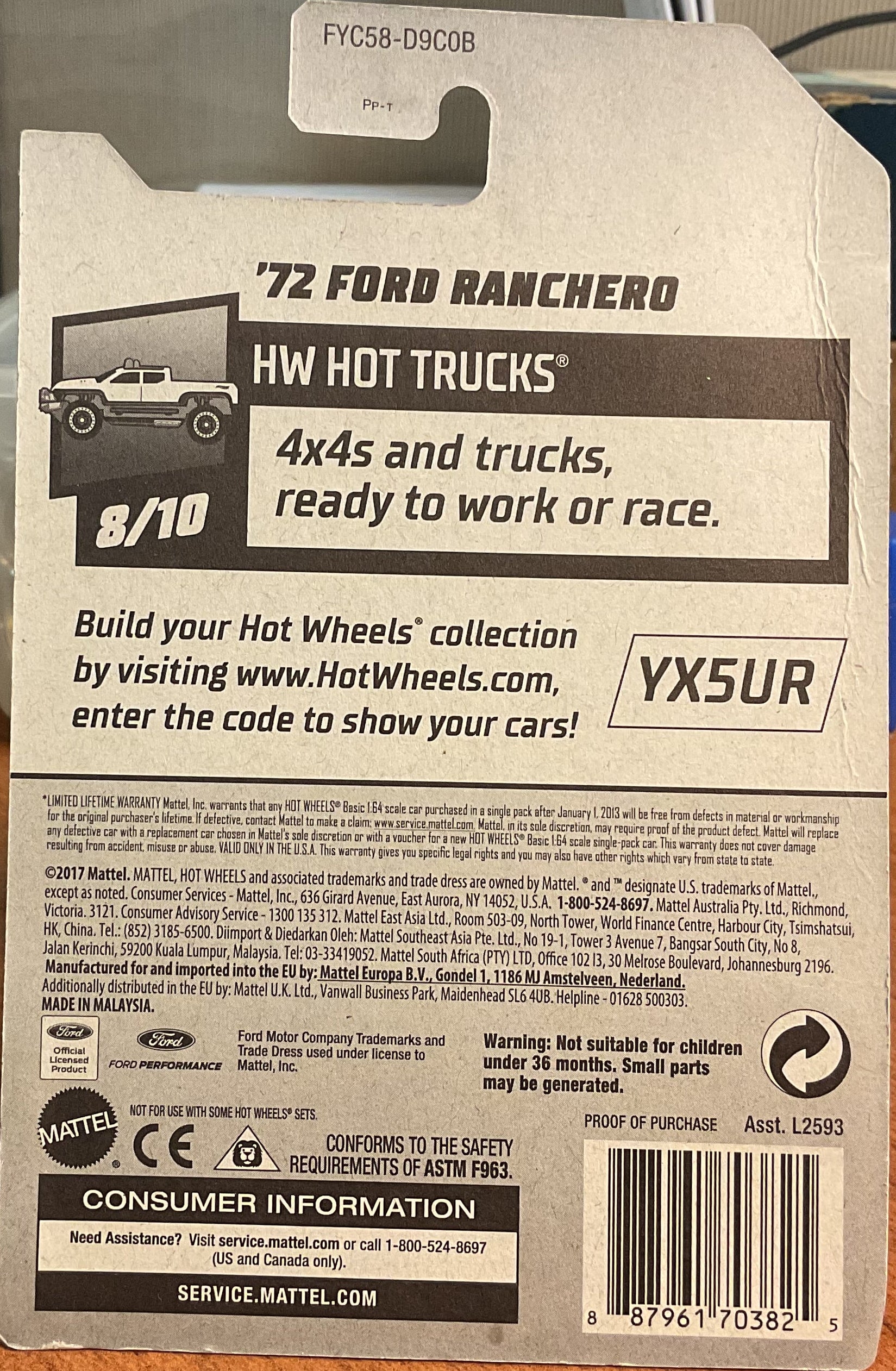 '72 FORD RANCHERO, HW HOT TRUCKS, Hot Wheels Toy Car, FYC58-D9C0B, Store #TY103