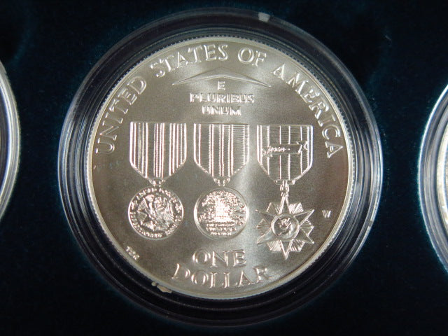1994-W US Veterans Silver Dollars Commemorative Set, Original Government Package, Store