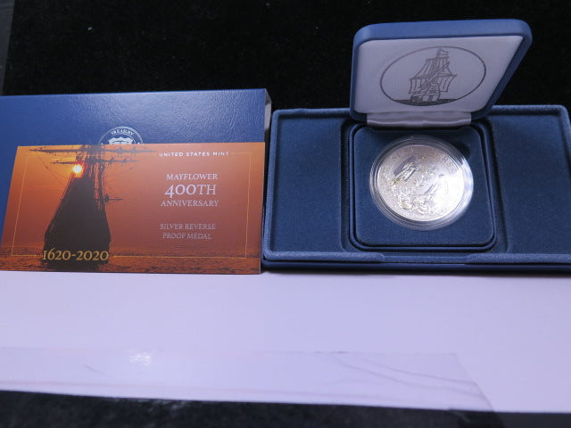Mayflower 4005h Anniversary Silver Reverse Proof Medal. Store