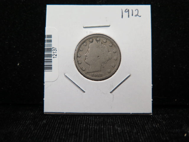 1912 Liberty Nickel, Affordable Circulated Coin. Store #12137