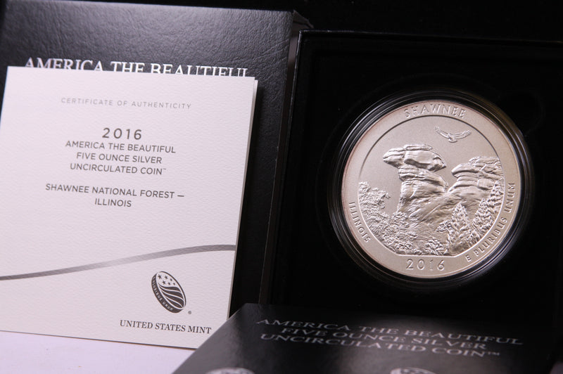 2016-P America The Beautiful Five Ounce Silver Quarter. Shawnee National Forest. Store