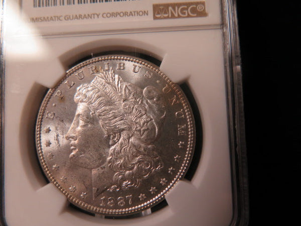 1887 Morgan Silver Dollar, NGC Graded MS 63.  Store #88078