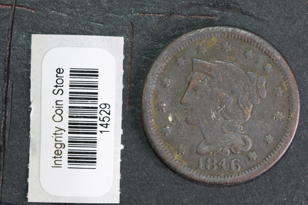 1846  Large Cent, Affordable Circulated Coin, Store Sale #14529