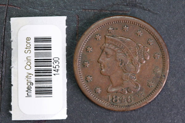 1846  Large Cent, Affordable Circulated Coin, Store Sale #14530
