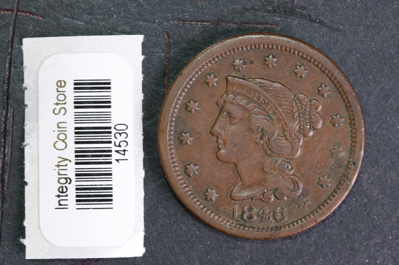 1846  Large Cent, Affordable Circulated Coin, Store Sale