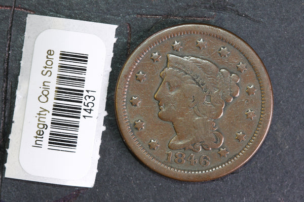 1846  Large Cent, Affordable Circulated Coin, Store Sale #14531