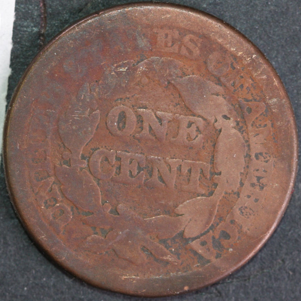 1848 Braided Hair Large Cent, Good Circulated Coin, Store #14538