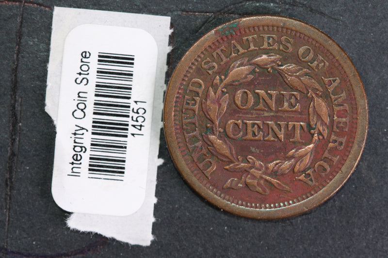 1852 Large Cent, Affordable Circulated Coin, Store Sale