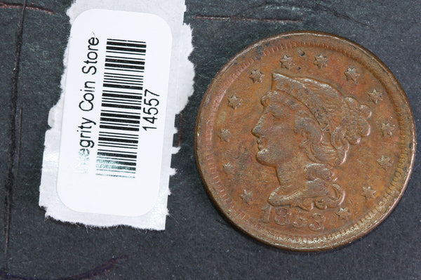 1853 Large Cent, Affordable Circulated Coin, Store Sale #14557