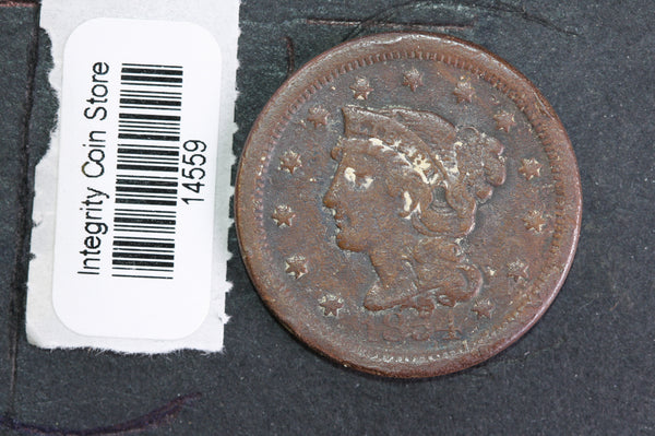 1854 Large Cent, Affordable Circulated Coin, Store Sale #14559