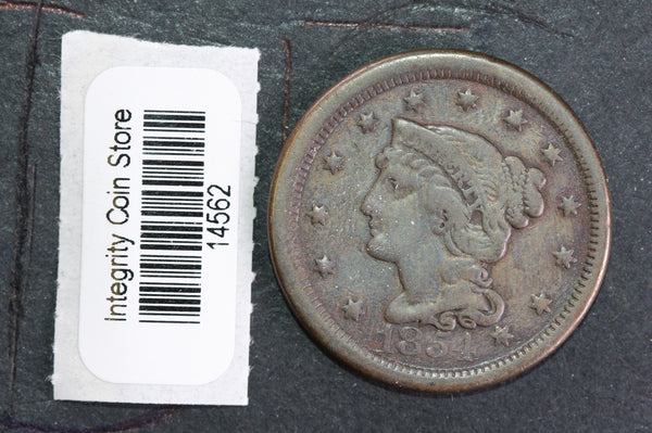 1854 Large Cent, Affordable Circulated Coin, Store Sale #14562