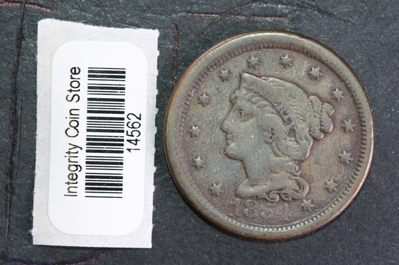 1854 Large Cent, Affordable Circulated Coin, Store Sale