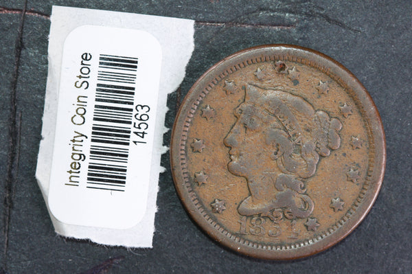 1854 Large Cent, Affordable Circulated Coin, Store Sale #14563