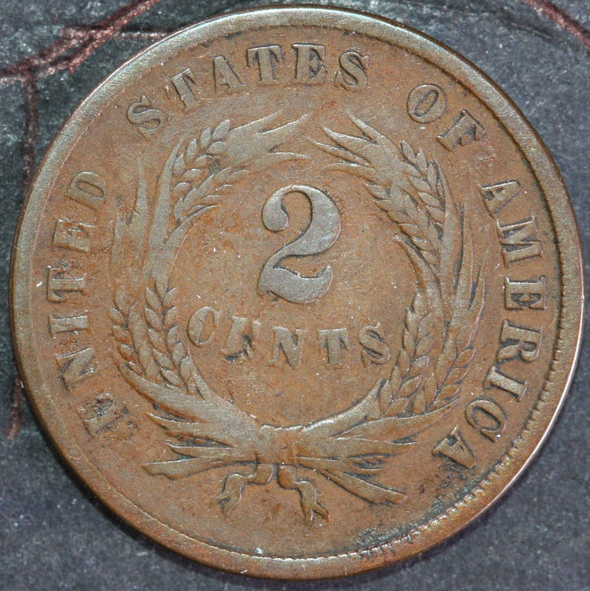 1864 Two Cent Piece. "Small Motto", Affordable Collectible Coin, Store#2C0001