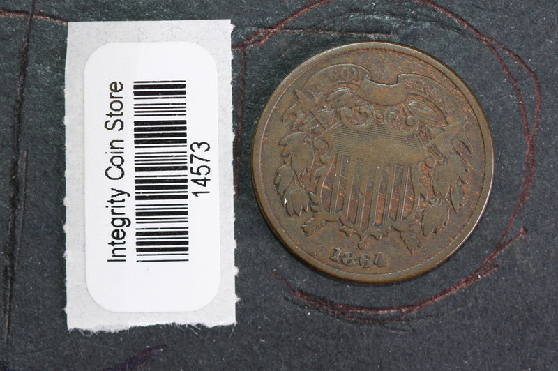 1864 Two Cent Piece. "Large Motto", Affordable Collectible Coin, Store