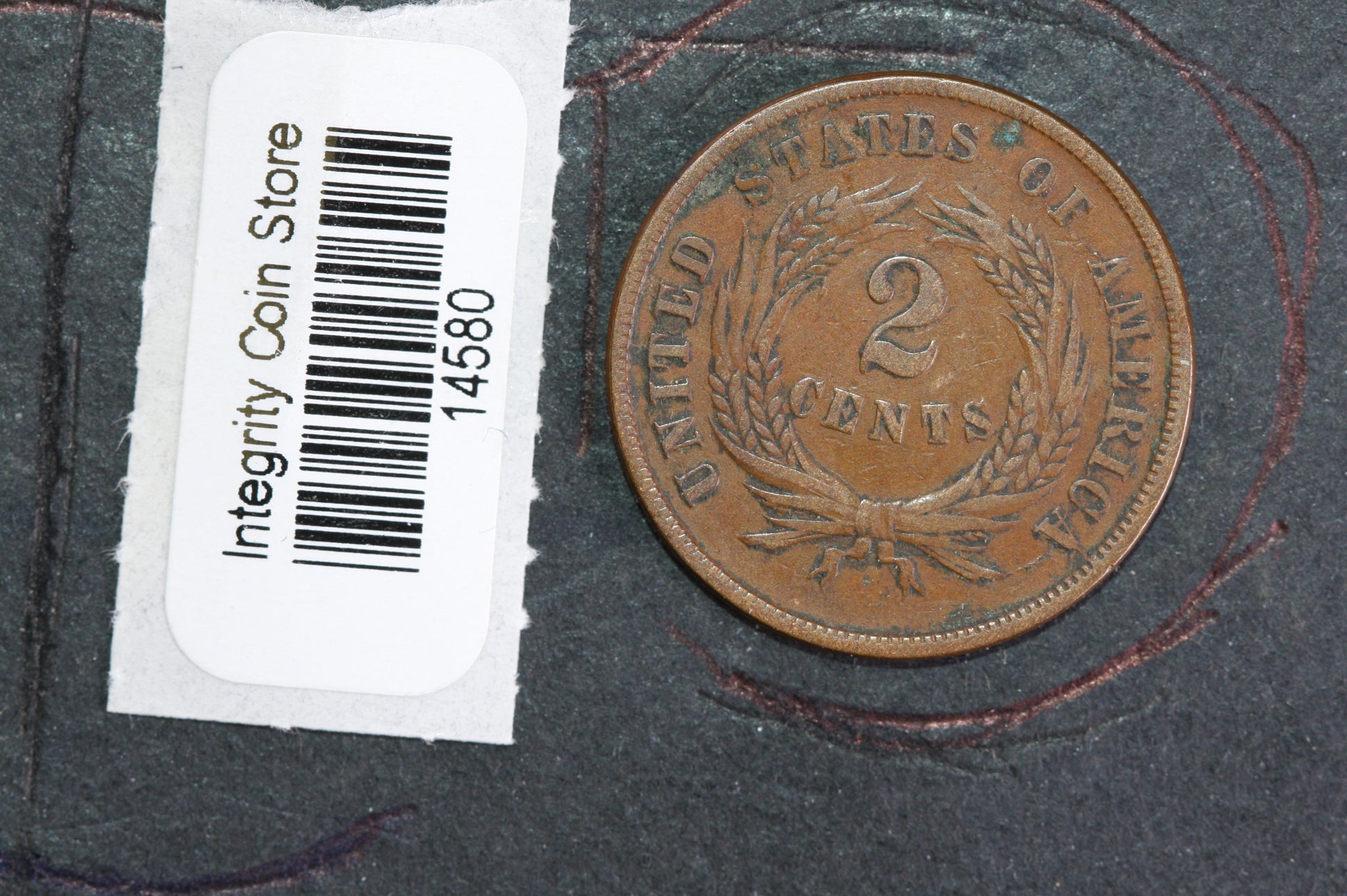 1865 Two Cent Piece. Affordable Collectible Coin, Store#14580