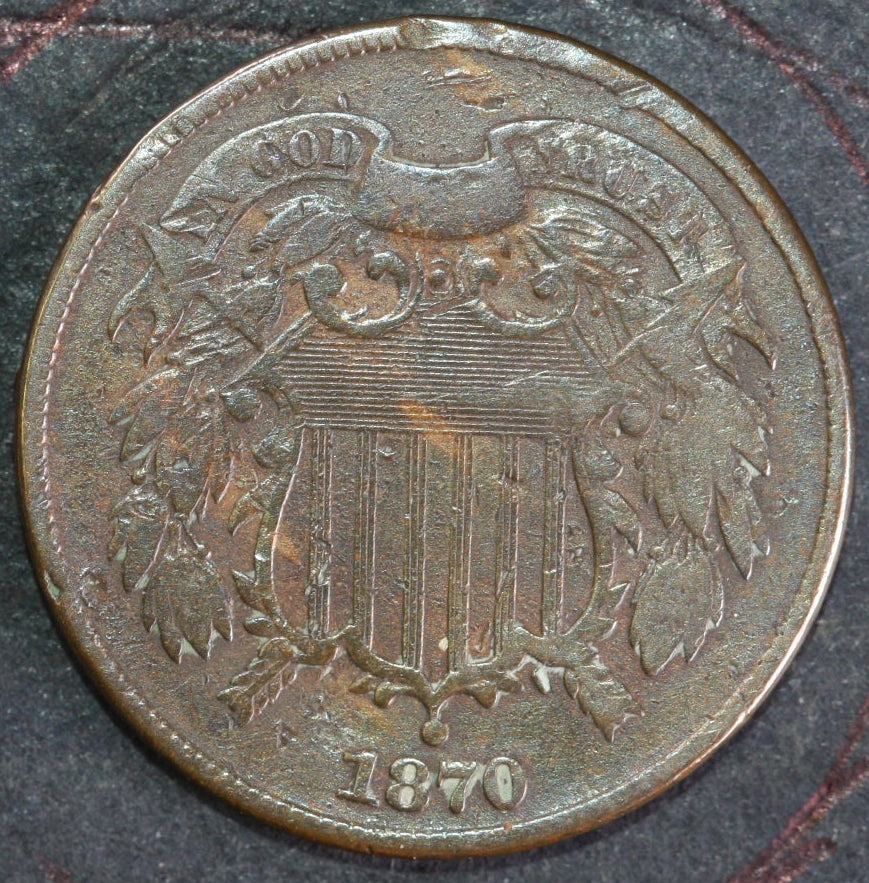 1870 Two Cent Piece. Affordable Collectible Coin, Store# 2C0018
