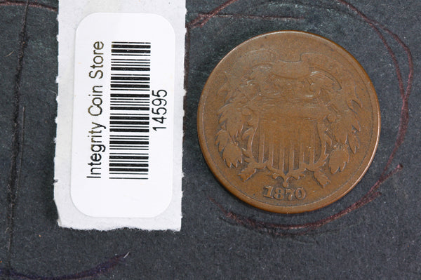 1870 Two Cent Piece. Affordable Collectible Coin, Store#14595