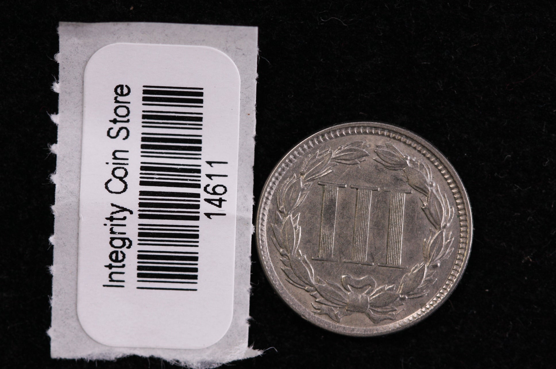 1865 Three Cent Copper Nickel (CN). Affordable Collectible Coin. Store #14611