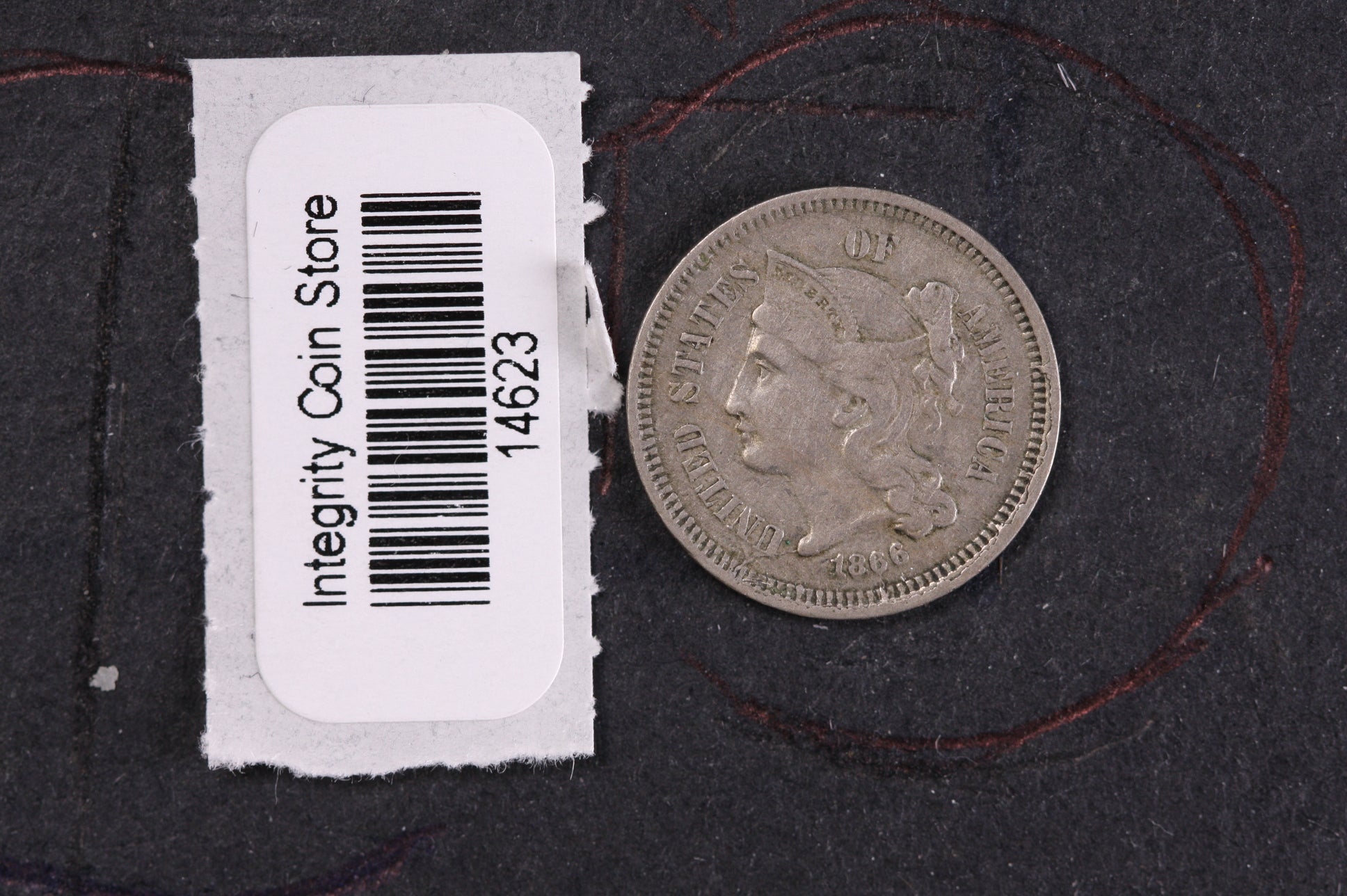 1869 Three Cent Copper Nickel (CN). Affordable Collectible Coin. Store #14623