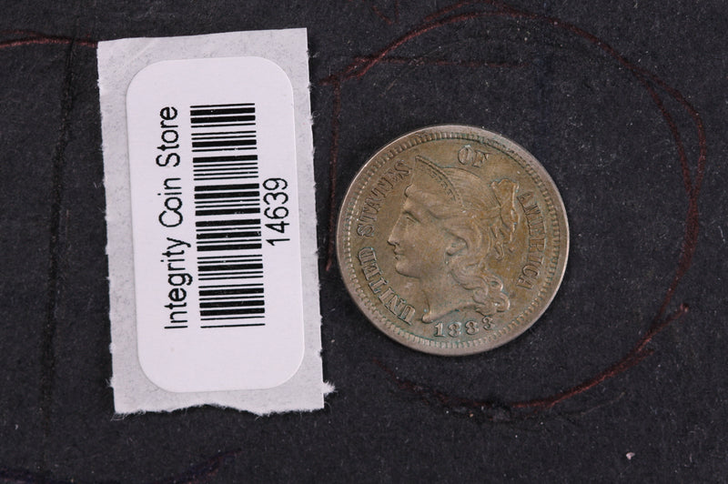 1883 Three Cent Copper Nickel (CN). Affordable Collectible Coin. Store