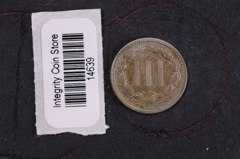 1883 Three Cent Copper Nickel (CN). Affordable Collectible Coin. Store
