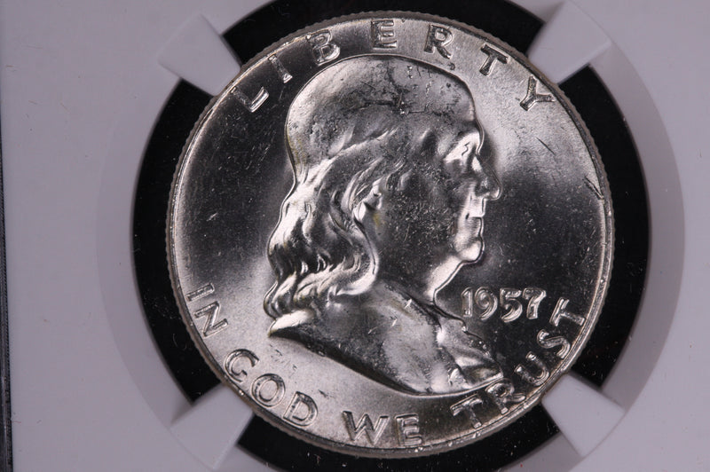 1957 Franklin Silver Half Dollar, Affordable Graded NGC MS63., Coin, Store