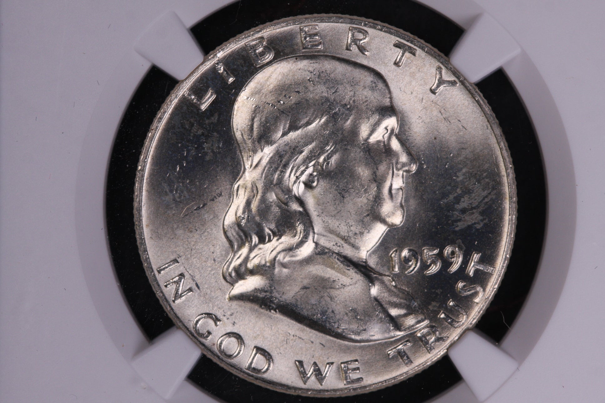 1959-D Franklin Half Dollar, NGC Graded MS 64 FBL Coin, Store #GHR179