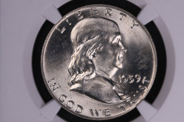 1959-D Franklin Silver Half Dollar, Affordable Graded NGC MS64 FBL., Coin, Store #230721016