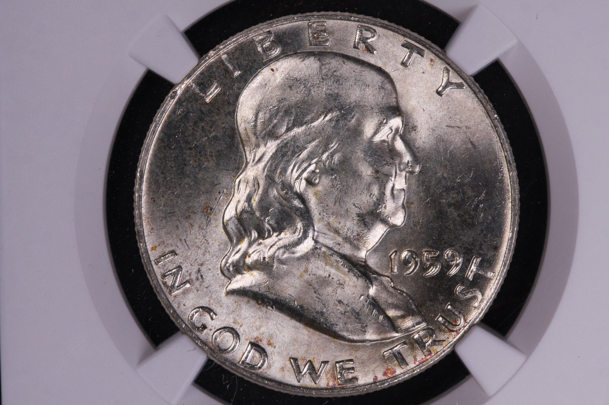 1959-D Franklin Silver Half Dollar, NGC Graded MS 63 FBL Coin, Store #GHR178