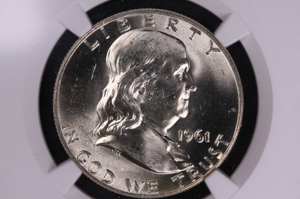 1961-D Franklin Silver Half Dollar, Affordable Graded NGC MS64., Coin, Store #230721019