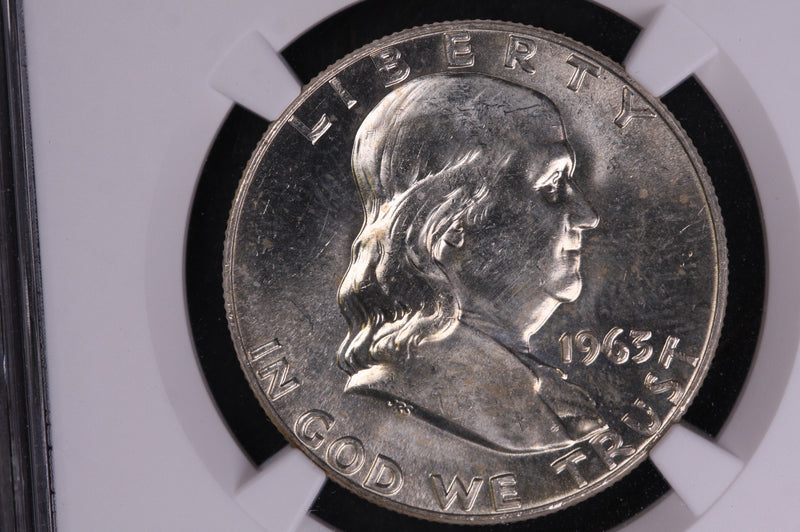 1963-D Franklin Silver Half Dollar, Affordable Graded NGC MS63., Coin, Store