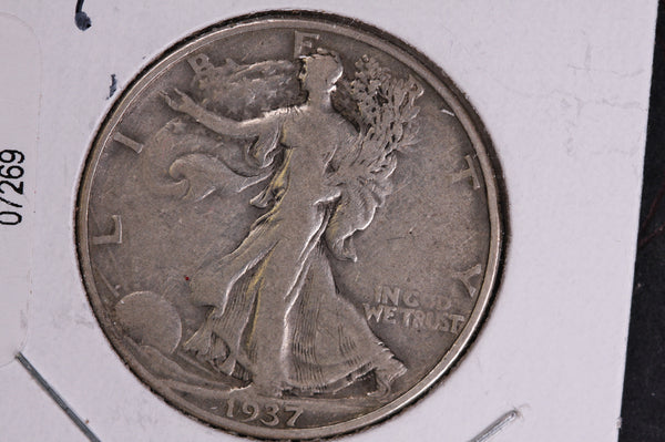 1937-D Walking Liberty Half Dollar.  Circulated Condition. Store #07269