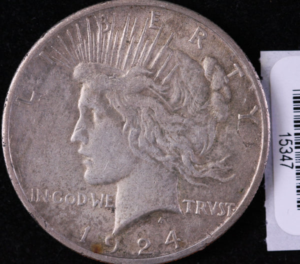 1924 Peace Silver Dollar, Affordable Collectible Coin, Store #15347