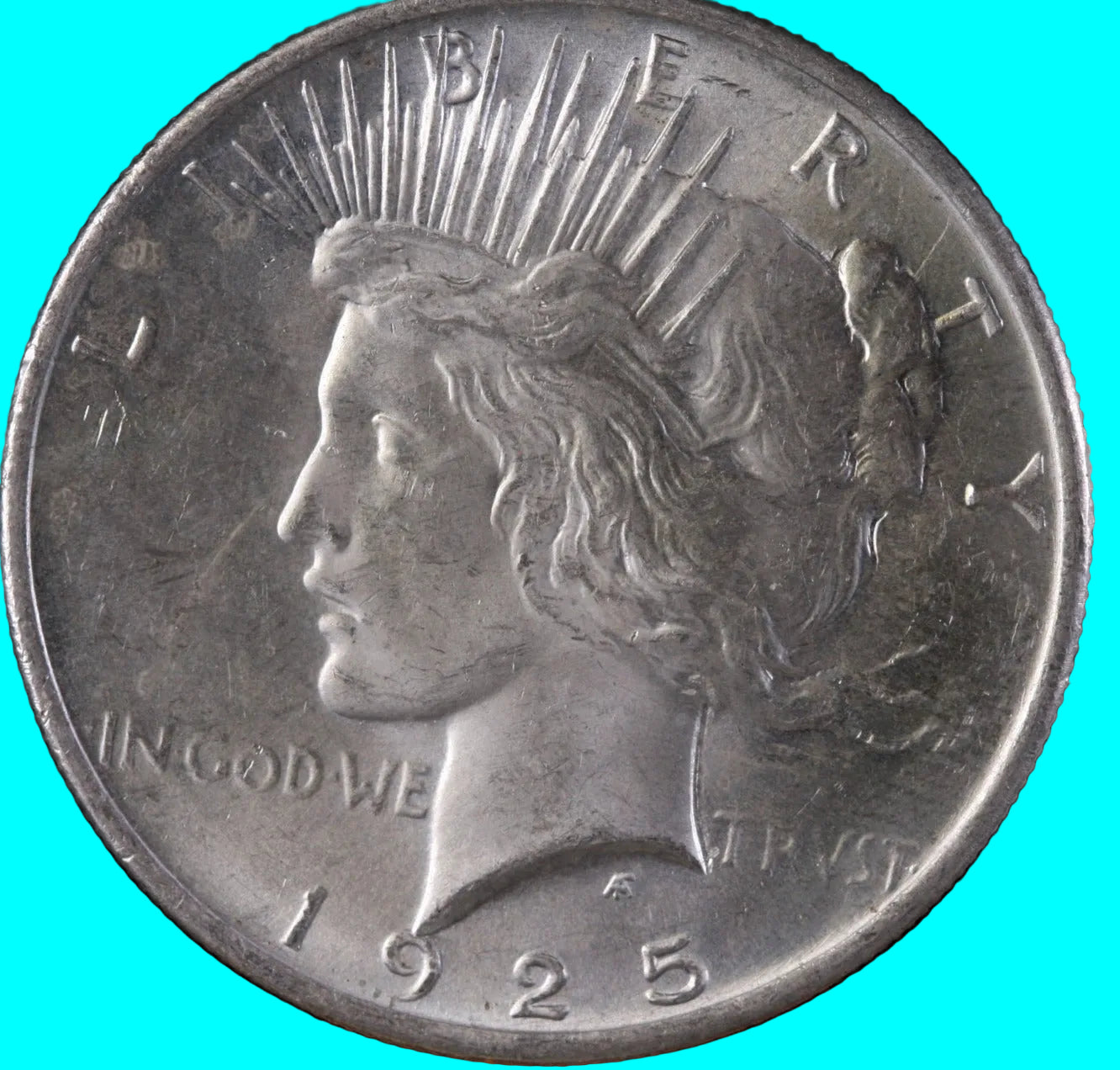 1925 Peace Silver Dollar, Mint State, Uncirculated Coin, Store #Dr004.