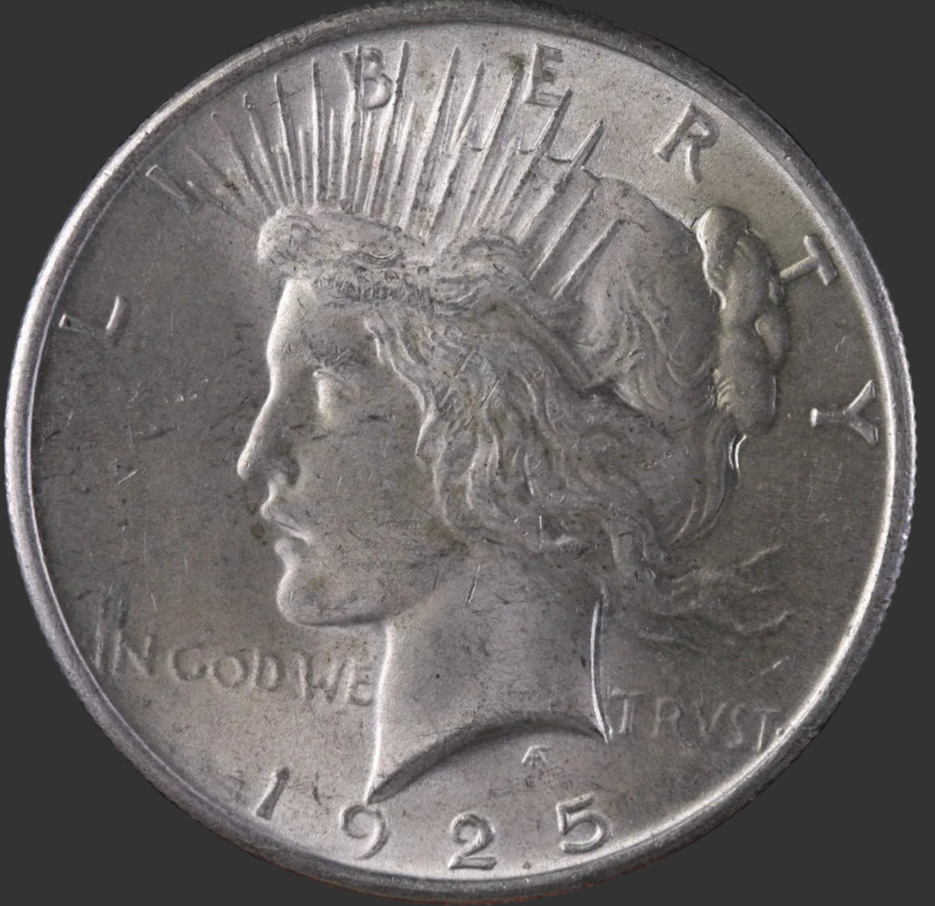 1925 Peace Silver Dollar, Mint State, Uncirculated Coin, Store #DR012.