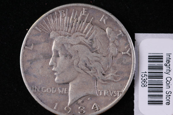 1934-S Peace Silver Dollar, Affordable Collectible Coin, Store #15368