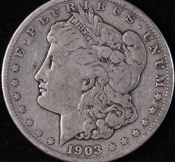 1903-S Morgan Silver Dollar, Fine+ Circulated Coin, Store #DR0424