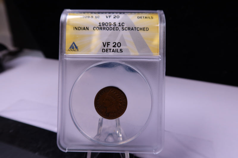 1909-S Indian Head Cents, ANACS Very Fine-20, Store Sale 14326.
