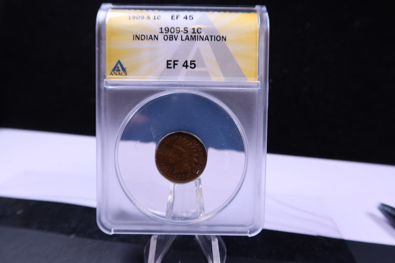 1909-S Indian Head Cents, ANACS Extra Fine-45, Store Sale 1914334
