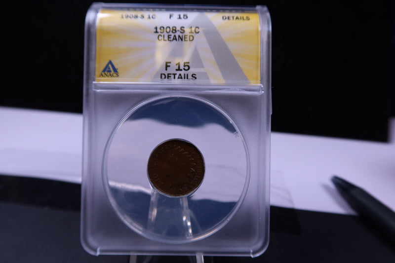 1908-S Indian Head Cents, ANACS Fine-15, Store Sale 1914340.