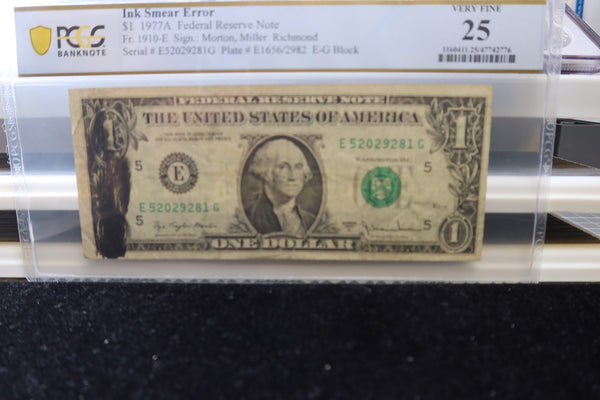 1977-A, $1 Federal Reserve Note, PCGS Graded, Error Note, Store # 85109