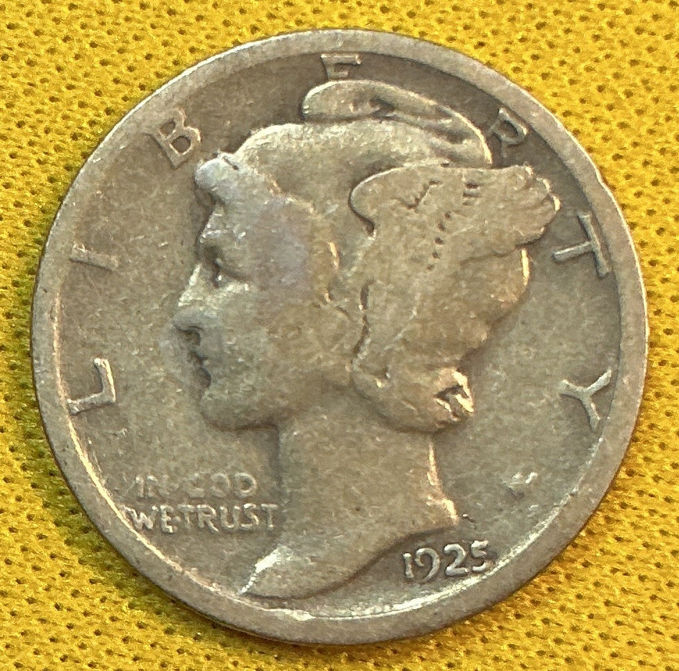 1925-D Mercury Dime, Fine+ Circulated Coin, Store #DE1140